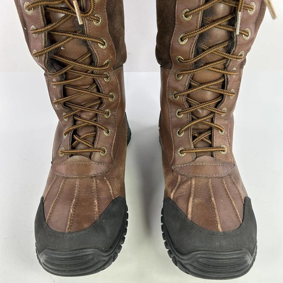 UGG Australia Women’s Adirondack Tall Brown Boot US 10 Sheepskin 12 Eyelet Boots - Picture 10 of 12
